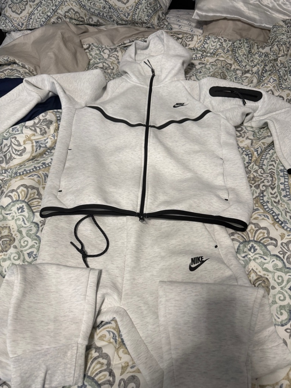 Black birch Gray Nike Tech zip up and pants